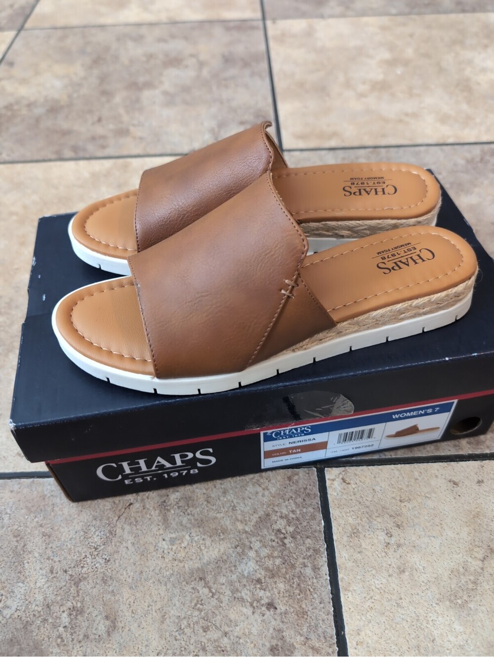 Chaps Women's Nerissa Tan Slide Sandals Size 7 New